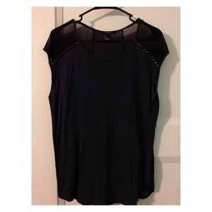Dark blue and black sheer top